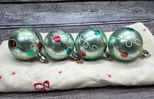 4 Vintage Fantasia Blue Glitter Teardrop Poland Glass Christmas Ornaments - Picture 1 of 7