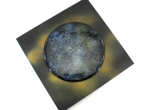 MARCIA NEWREN Art Glass Wall Sculpture 7” Disc on Wood Frame Plaque - Picture 1 of 9