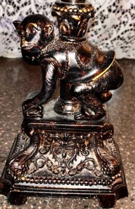 LAMP cast metal monkey tall candle stick bronze vtg electric - Picture 1 of 7
