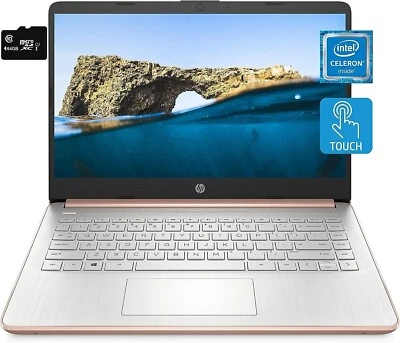 Newest HP Touch 14'' HD Laptop Intel 2-Core CPU 8GB RAM 128GB (64+64) Win11 Rose - Image 1 of 4