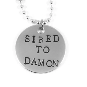 Vampire Diaries Sired To Damon Hand Stamped Aluminum Charm Necklace Handmade - Picture 1 of 3