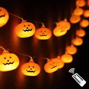 Halloween Pumpkin String Lights, 30 LED 16.4 FT 8 Modes Timer 3D Waterproof Oran - Picture 1 of 12