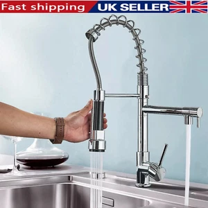 Modern Monobloc Pull Out Kitchen Mixer Tap Dual Spout Spray Single Lever Chrome - Picture 1 of 15