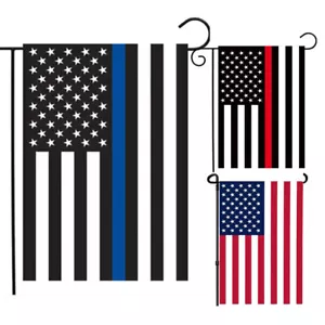 USA Thin Blue Line Red Line Garden Flag American 12"x18" Police Lives Matter - Picture 1 of 9