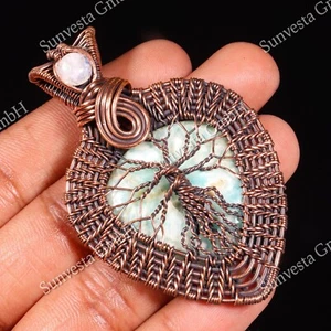 Sky Blue Labradorite Pendant, Pure Copper Wire Wrapped Pendant, Gift For Her - Picture 1 of 3