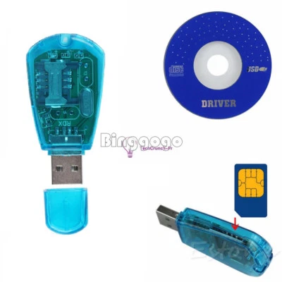 Blue USB SIM Card Reader GSM CDMA Mobile Phones SMS Backup New - Bild 1 von 4