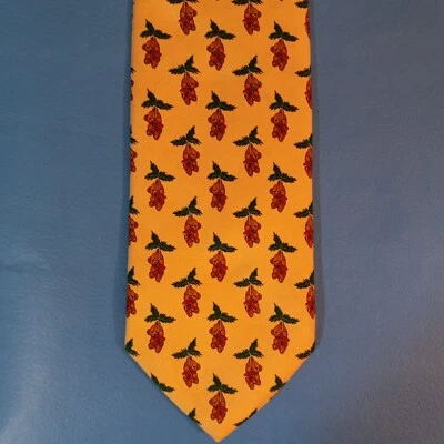 Corbata Brooks Brothers Makers Oso de Peluche Adorno Navidad Corbata de Seda 59"x3.75" Foto 1 de 3