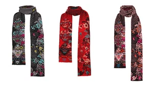 IVKO Schal Scarf Wolle wool braun rot rosa floral Blumenmuster geblümt 202580 - Bild 1 von 3