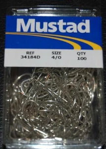 100 Mustad 34184DT-40 Tamaño 4/0 Agua salada 60 grados Ganchos de plantilla Hazlo Moldes de sal - Imagen 1 de 2