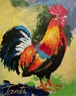Lena Tants Original Acrylic Painting On Canvas Of A Colorful Rooster Signed/Coa