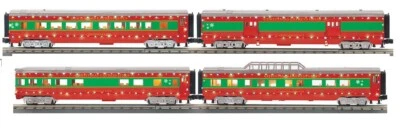 MTH 30-68266 O Gauge RailKing Christmas 4-Car 60’ Streamlined Passenger Set LEDs - Image 1 of 4