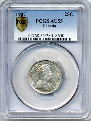1907 Canada 25 Cents - Choice About Uncirculated, PCGS AU55 - Image 1 of 2