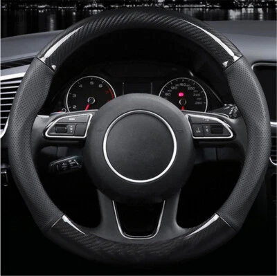 Car Steering Wheel Cover Fiber Stitching Leather Non-slip Accessories 15in/38cm - Image 1 of 4