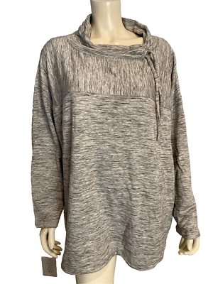 Puxador de manga comprida T by Talbots cinza gola capuz relaxado tamanho 3X - Imagem 1 de 4