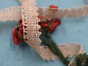 Antique French Bobbin Lace Ribbon Linen Handmade Dentelle du Le Puy Vintage - Picture 1 of 9
