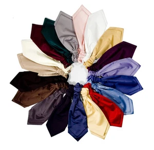 RUCHE TIE CRAVAT SATIN VARIOUS COLOURS PRE-TIED SCRUNCH FORMAL WEDDING GROOM NEW - Picture 1 of 14
