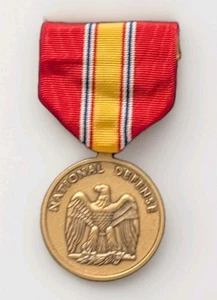 National Defense Ribbon Medal Red Yellow Blue White - Picture 1 of 2