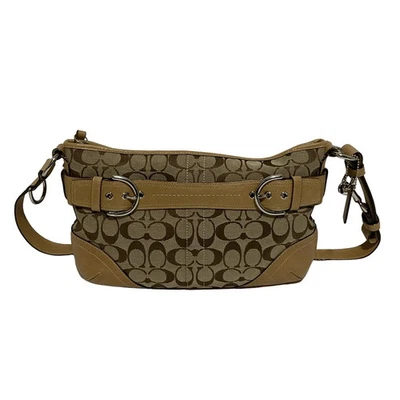 COACH Signature Soft Duffle 7077 卡其色米色提花皮革 - 单肩包 — 第 1/4 张图片