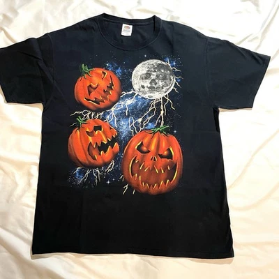 Vintage Halloween Pumpkins Moon Jack O Lantern T-Shirt Size L - Image 1 of 4