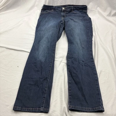 Pantalones de mezclilla rectos para mujer talla 12R lavado oscuro diseño de 5 bolsillos índigo IND Foto 1 de 4