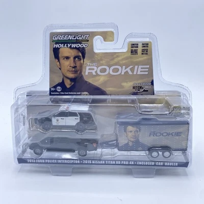 1:64 Greenlight *THE ROOKIE* Hollywood Hitch & Tow Set LAPD Police Car Nissan - image 1 of 2