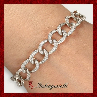 Raggiante Bracciale Grumetta Brillante in Argento 925 Rodiato Oro Bianco - Immagine 1 di 4