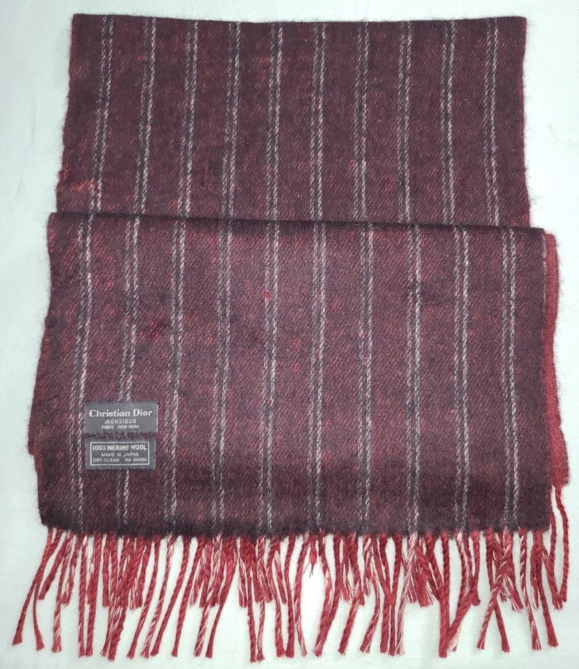 Bufanda de lana merino gris carbón y granate Christian Dior Monsieur de colección - DAÑOS Foto 1 de 4