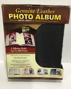 2 Pack Genuine Leather 600 Photos CD Pages NAVY Photo Album Acid Free Pockets - Picture 1 of 7