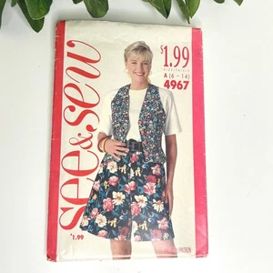 See & Sew Sewing Pattern 4967 Misses Shorts Tops Vest Size 6-14 UNCUT - Picture 1 of 3