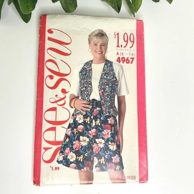 See & Sew Sewing Pattern 4967 Misses Shorts Tops Vest Size 6-14 UNCUT - Image 1 of 3