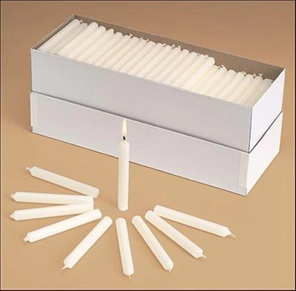 100 PIEZAS Velas de Vigilia Blancas Sin Perfume, 1/2 x 4 1/4 Pulgadas, Servicio de Iglesia, Caja Foto 1 de 1