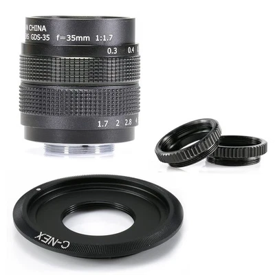 Fujian 35mm f/1.7 CCTV cine lens for NEX E-mount camera & Adapter bundle - Image 1 of 4