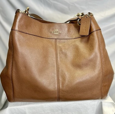 Bolso de Hombro COACH Lexy Grande Tostado Camel Marrón Guijarro Cuero Bolso de Mano Cartera Foto 1 de 4