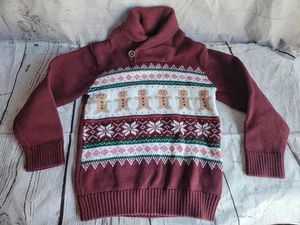 The Children’s Place Boy 4T Gingerbread Christmas Sweater Burgundy - Picture 1 of 7