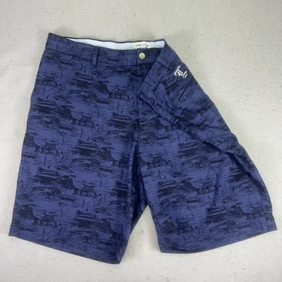 Peter Millar Salem Short Men 38 Blue AOP Golf Stretch LLANERCH Country Club Foto 1 de 4