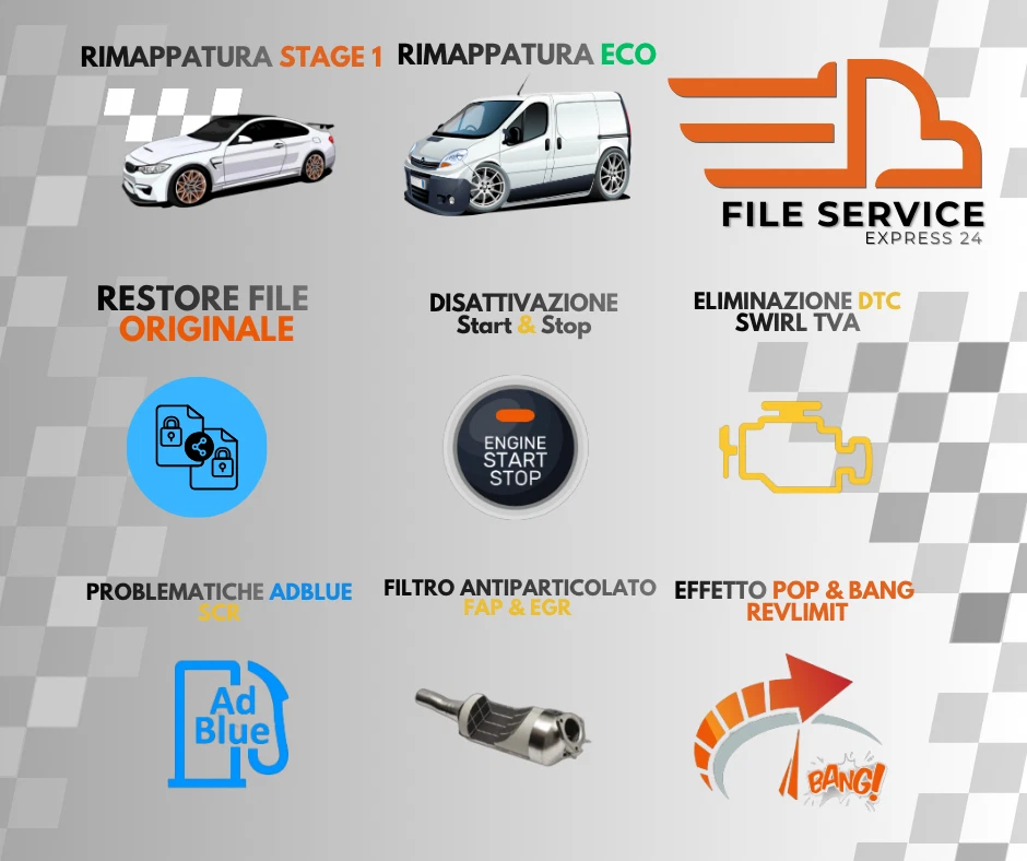 Servizio File DPF EGR ADBLUE DTC FLAPS SWIRL TVA MAF LAMBDA CAT OPF/GPF OFF ROAD - Immagine 1 di 1