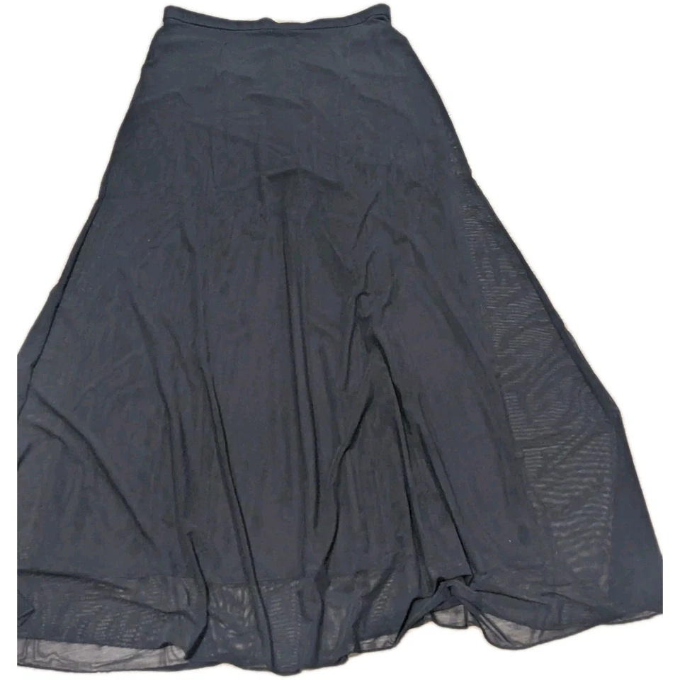 Maxi Falda Forrada Negra Transparente Tadashi Shoji para Mujer Talla 16 De Colección Noche Formal Fiesta Foto 1 de 4