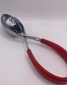 Bugatti Italy Kiss Salatzange mit rotem Griff und Gesichtern auf silberfarbener Metallzange - Bild 1 von 7