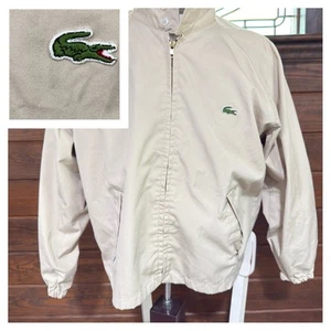 Vintage Izod Lacoste Aligator Herren L Reißverschluss Jacke Beige Hellbraun PREPPY 1980er - Bild 1 von 11