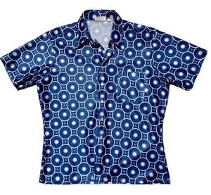Vintage 1970s Sears Kings Road 100% Polyester Funky Disco Button-Up Shirt~Medium - Picture 1 of 8