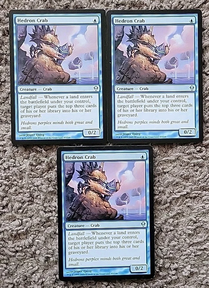 3x X3 MTG Magic the Gathering Hedron Crab (47/280) Zendikar LP Regular  - Image 1 of 1
