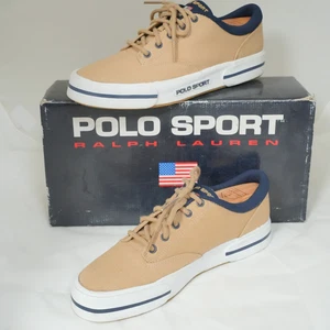 Vintage Polo Sport Ralph Lauren Mast Khaki Navy Shoes Men's Size 9.5 WD2825B - Picture 1 of 12