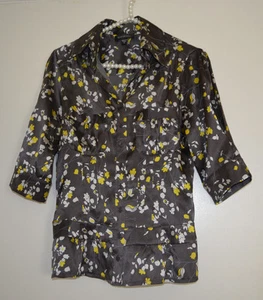 NUEVA Blusa Bebe Seda Marrón Floral S - Imagen 1 de 4