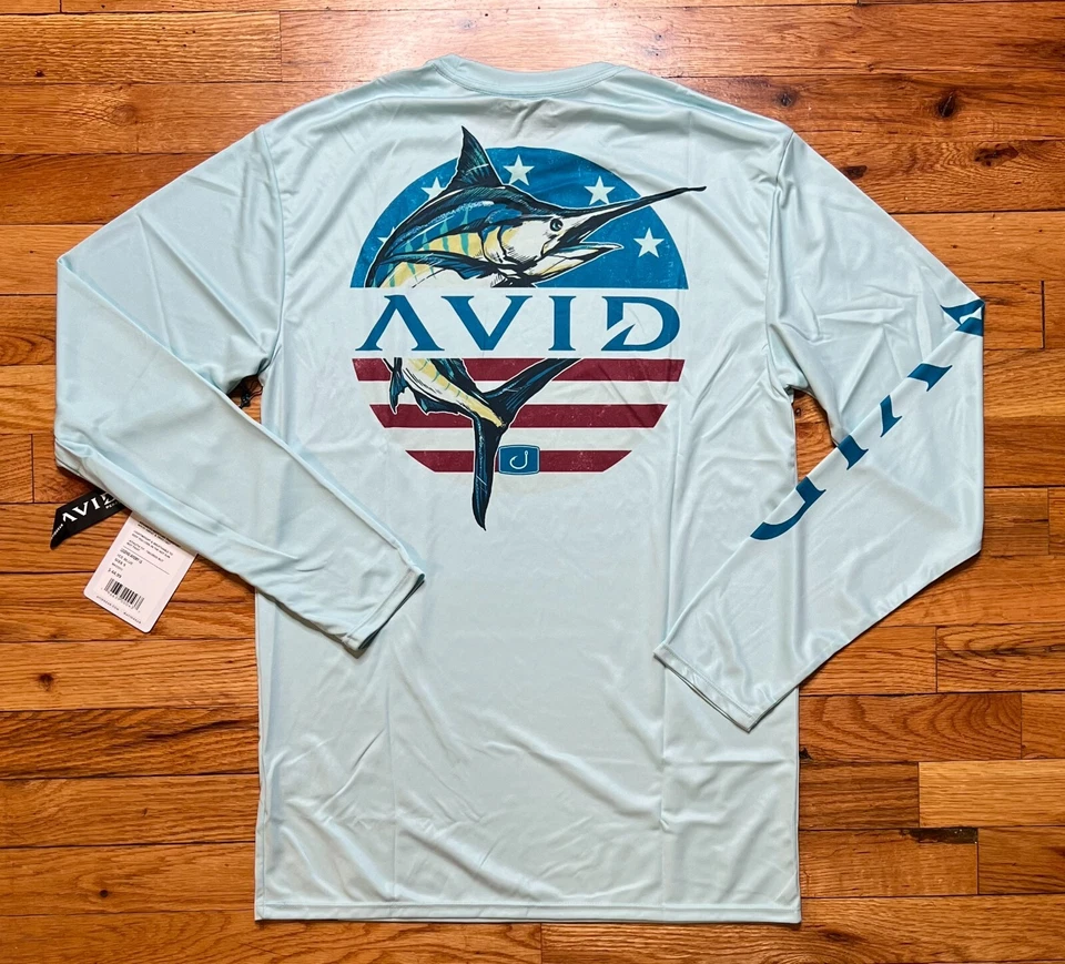 Camiseta de pesca AVID Performance LS NUEVA CON ETIQUETAS $44 MK22213 Legend - Talla S - Azul hielo Foto 1 de 4