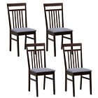Dining Chair Set Of 4 With Slanted Backrest Crossbar Convenient Handle Design