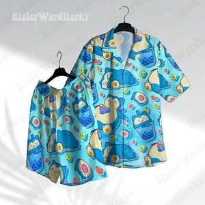 Snorlax Fruit Tea Hawaiian Shirt Chill Shirt Aloha Shirt Beach Shirt Anime - Picture 1 of 4