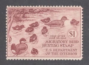 U.S. STAMP #RW8 -- HUNTING PERMIT (DUCK) STAMP -- 1941 -- MINT - Imagen 1 de 2