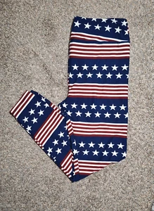 LuLaRoe Leggings Stars and Stripes American Red White Blue TC 4th of July - Picture 1 of 5