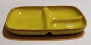 10.5" x 7.25" Brock Pottery Desert MIst Chartreuse Divided Relish Tray VG - EC - Picture 1 of 6