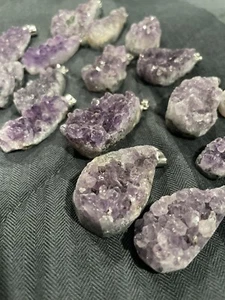 Natural Amethyst Pendant~Jewelry~Agate Charm Necklace~Free Chain Included - Picture 1 of 5